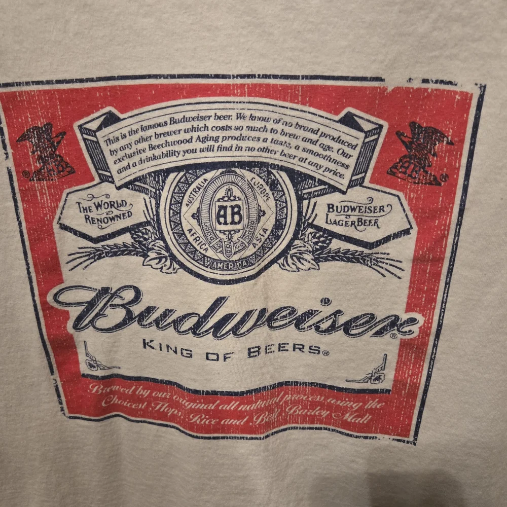 Vintage Budweiser White Graphic T-Shirt for Men - Picture 2 of 4